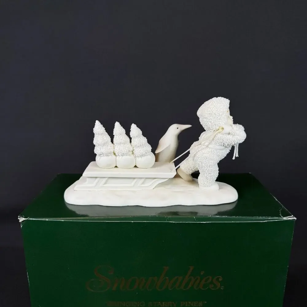 Department 56 SNOWBABIES FIGURINE Bringing Starry Pines Penguin, Tree 6862-4
